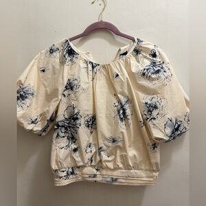 Express Ivory and Black Patterned Blouse